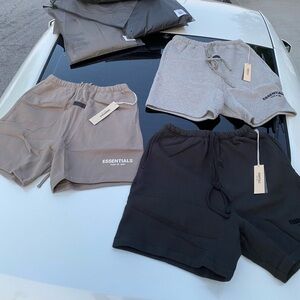 Essentials Men's Black and Gray Shorts